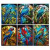 Stained Glass Diamond Painting Colorful Parrot Diy Full Square Round Drill Rhinestone Embroidery Animal Birds Mosaic Cross Stitch Kits Wall Decor