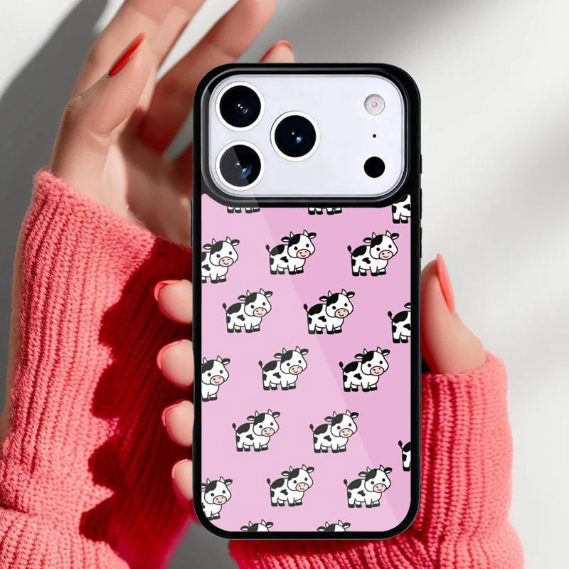 Animal Cute Cartoon Cow Phone Case for iPhone 17 16 15 14 13 Pro Max Back Cover for 12 11 Pro Coque