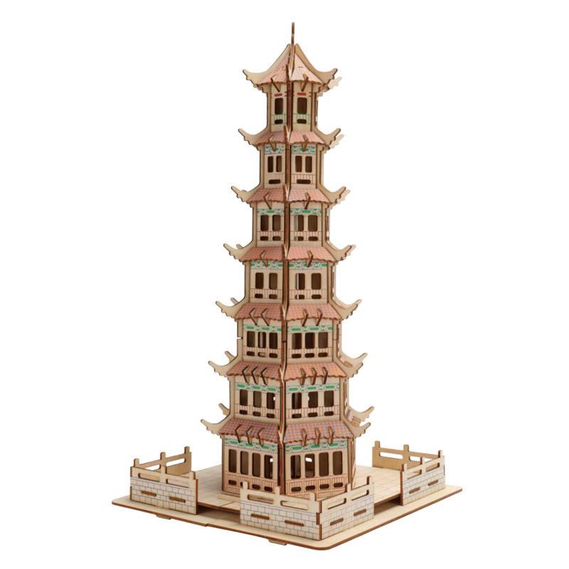 3D Wooden Puzzle House: Adult & Children's Educational DIY Building Blocks
