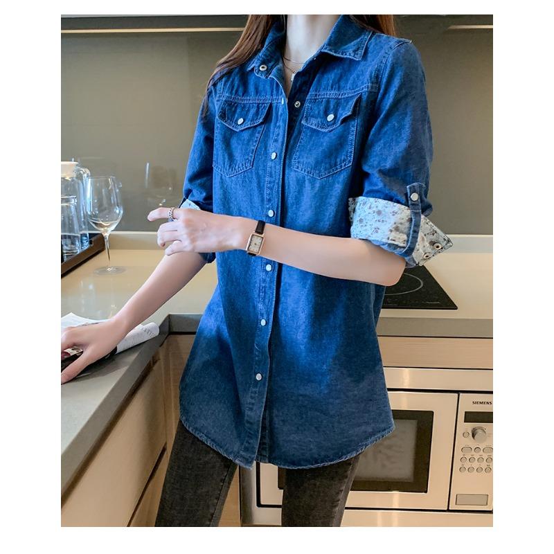 Fashion Long Sleeved Casual Denim Shirt Women's Korean Style Loose New Lapel Spring and Autumn Office Long Blouse Streetwear Thin Top Jacket Clothing