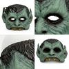 Comfortable Horror Costume Mask Green Vampire Halloween Mask, Half Face with Pointy Ears & Sharp Teeth, Retro Dark Cosplay Distressed Party