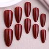 Elegant Wine Red Cat Eye Almond Medium-Long Nail Art Tips - European & American Style