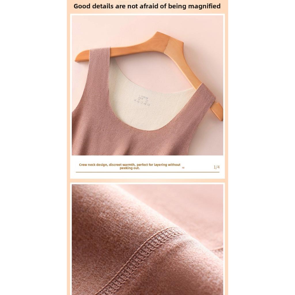 Women's Warm Sleeveless Warm Top - Winter Warmth, High Elasticity -Line Contour Shirt, Round Neck Fitness and Stacking Shirt - Soft and Comfortable