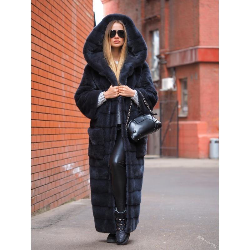 Женская кожаная куртка большого размера, уличный хипстер без пояса, однотонная, с длинным рукавом, искусственный мех, с капюшоном, теплая.