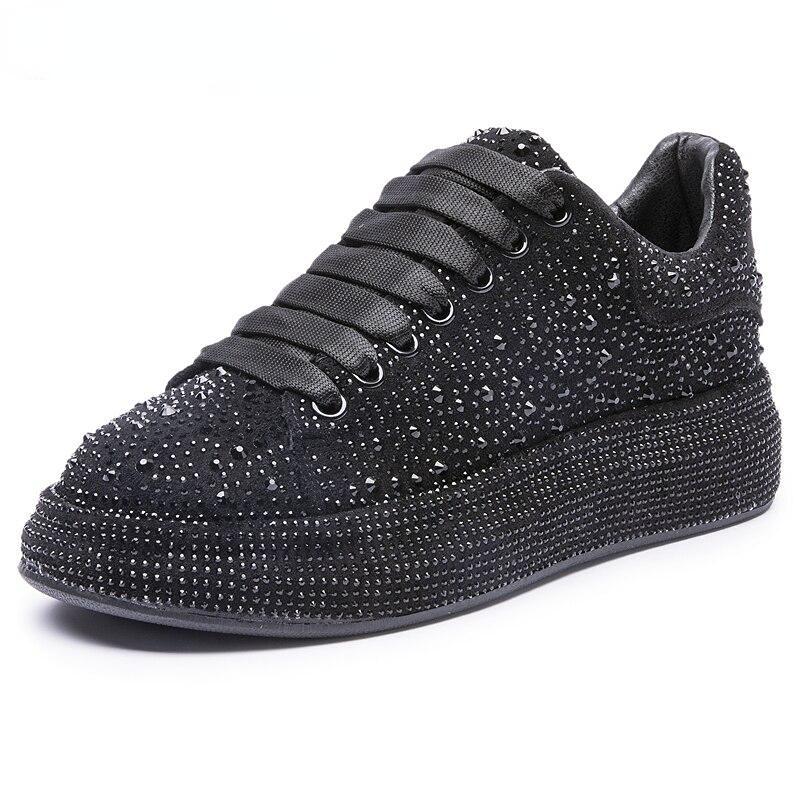 2023 женские новые модные большие удобные кроссовки на платформе с блестками и стразами для отдыха