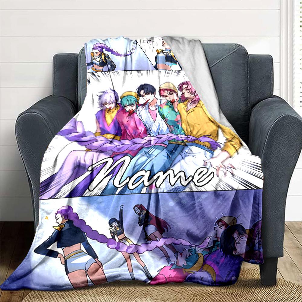 Customizable KPop Demon Hunters41 Throw Blanket – Personalized Name, All-Season Cozy Snug Blanket, Machine Washable, Personalized Blanket