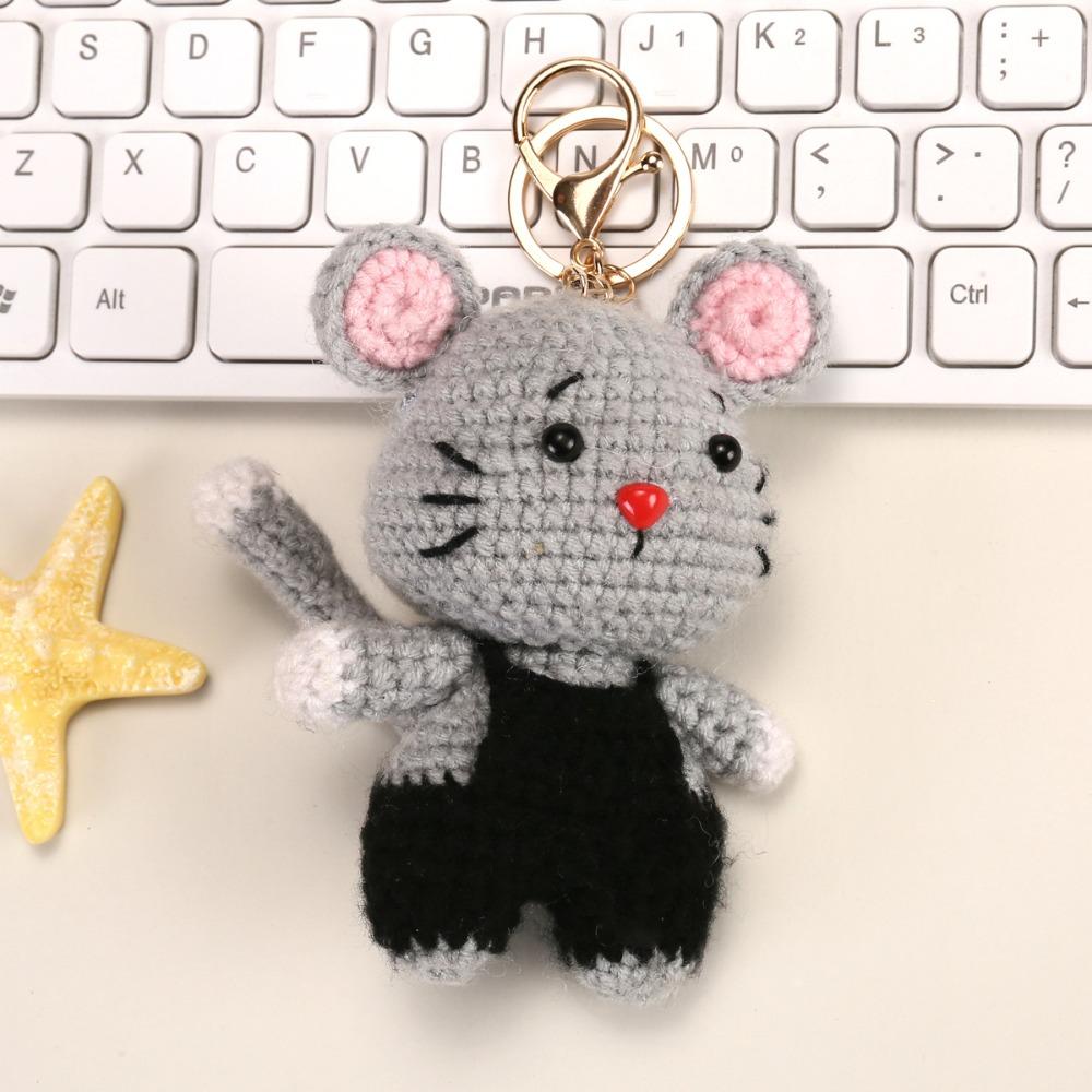 Backpack Charm Knitted Animal Keychain Handwoven Crochet Doll Key Ring Animal Pendant Friend Gifts