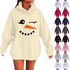 Ladies Fashion Casual Long Sleeve Printed Round Neck Hoodie Pullover Top With Pockets