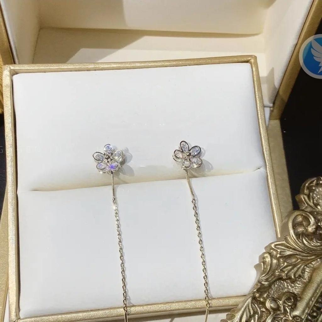 Инкрустированные циркониевые серьги-проволочки в форме цветка из кристаллов, золотые серьги-кисточки с уникальным дизайном, свадебные украшения, подарок на день рождения