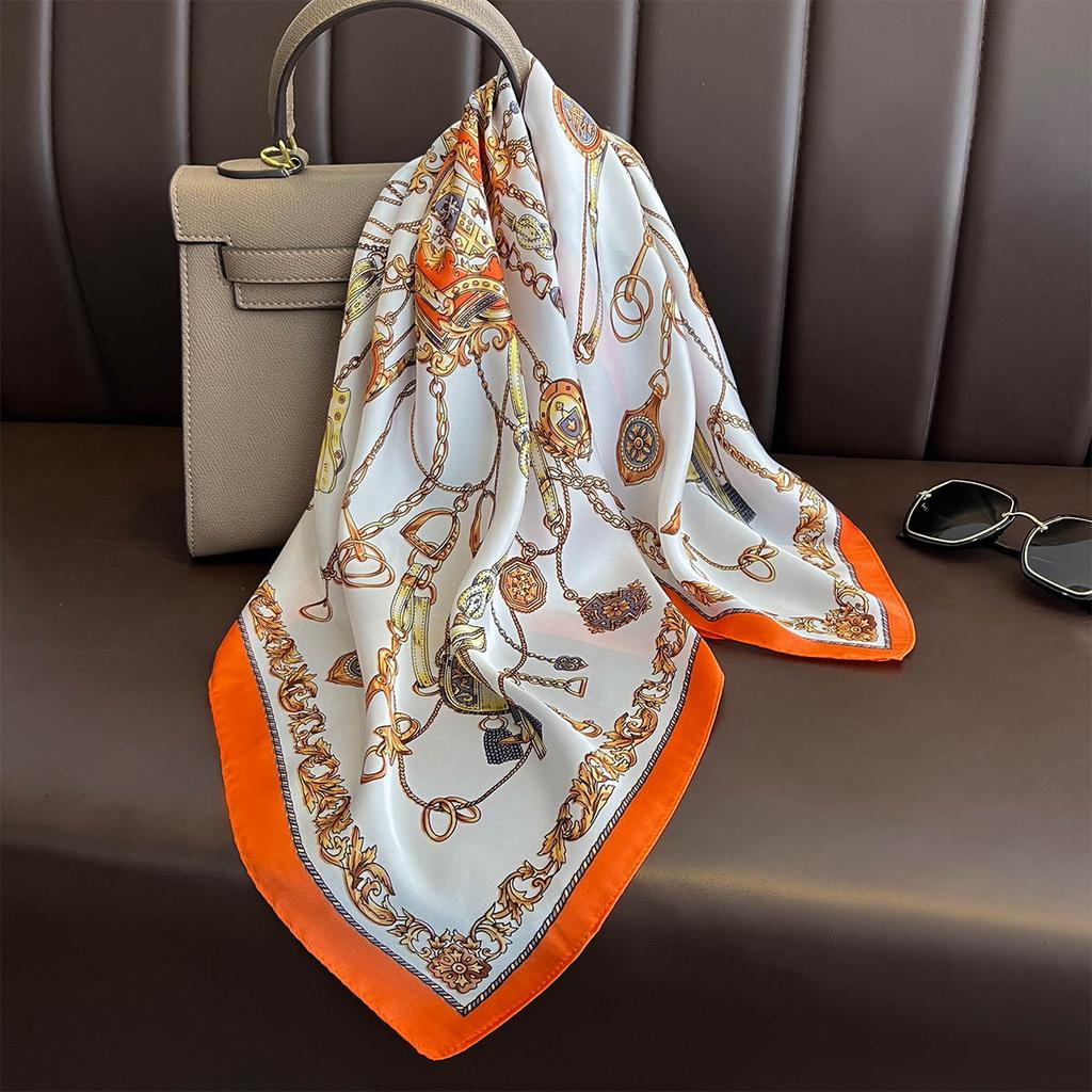 Fashion Luxury Summer Beach 70*70cm Square Silk Scarf Women Handkerchief Female Head Bandana Small Hijab Scarves Tie Shawl