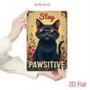 Винтажное Черное Кошка Металлическое Настенное Искусство Stay Pawsitive Ретро Железный Знак 8x12 Дюймов 2D Плоский Декор для Дома Гостиной Спальни