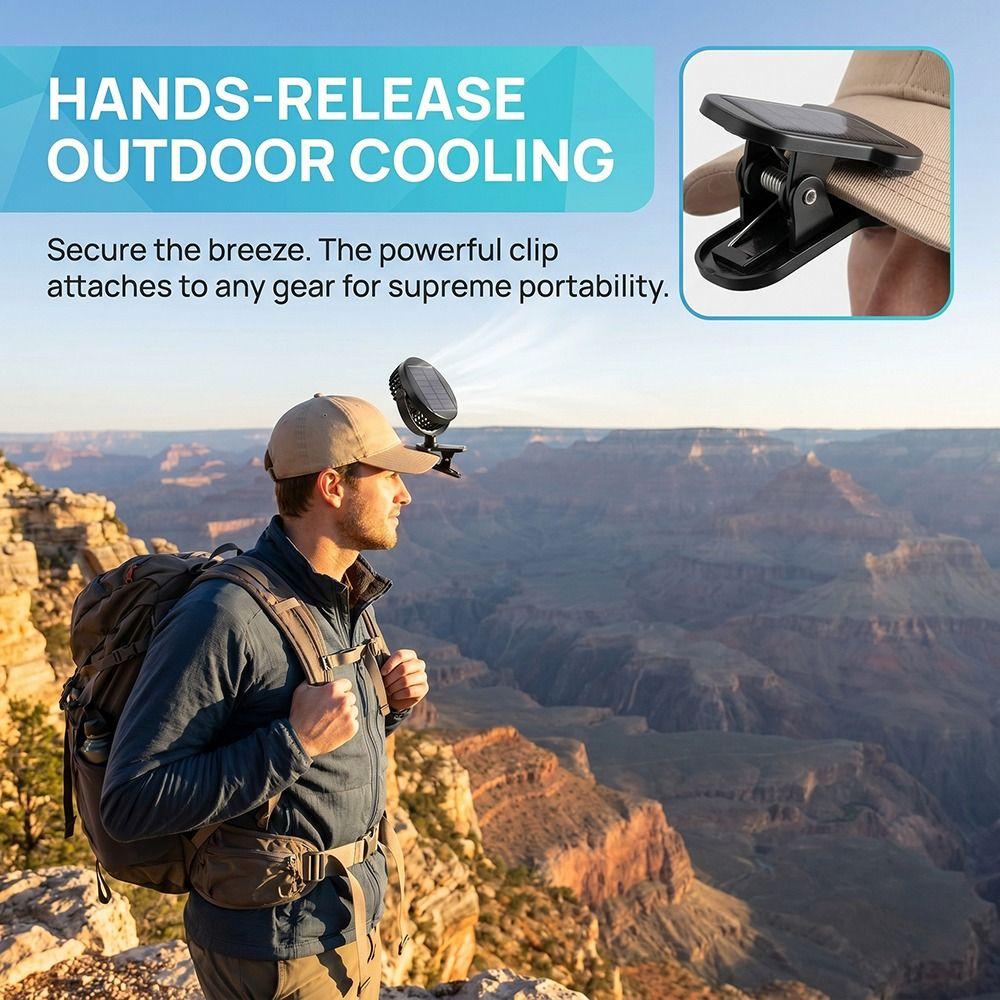 Portable Mini Solar Powered Fan Lightweight Hat Fan Unisex Cooling Fan Travel