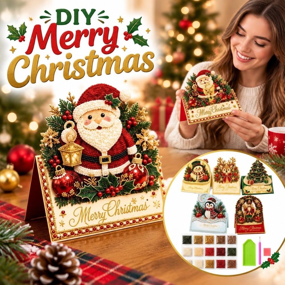 With Envelope Diamond Art Christmas Card 3D Pop Up DIY Christmas Card Pop Up Card Holiday Greeting