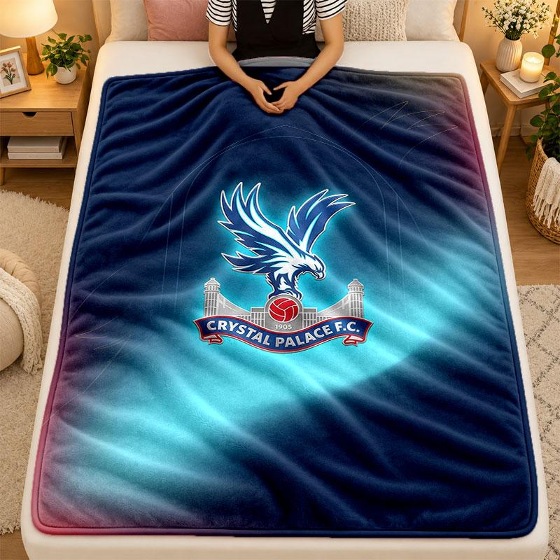 Flannel BlanketCrystal Palace Football Warm Soft Throw Blanket for Indoor Sofa Bed Living Room Use