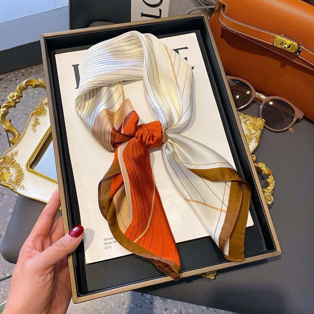 70cm Korean-Style Silk Square Scarf: Fashionable, Versatile Neck Protection and Decorative Accessory