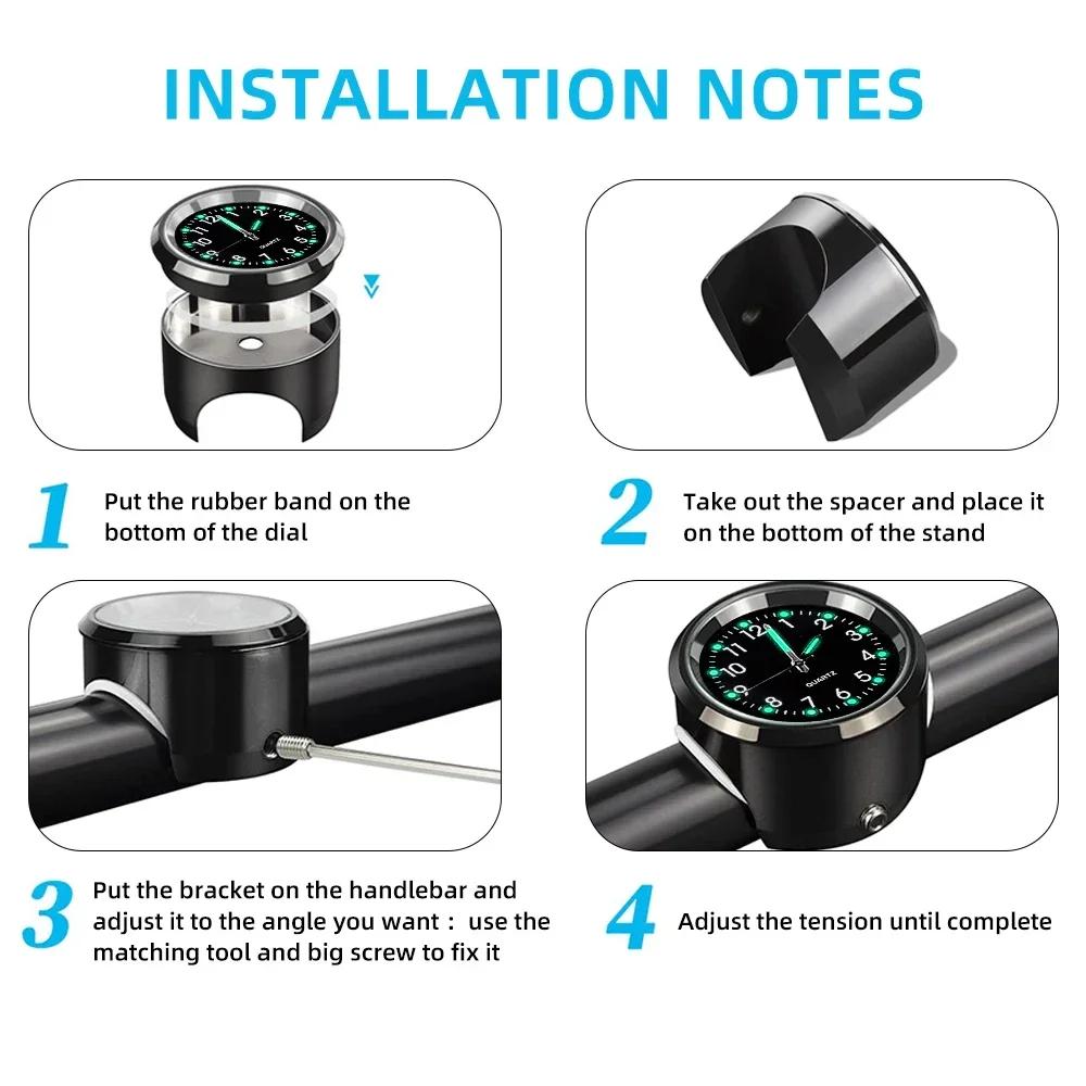 Motorcycle Handlebar Mount Clock Waterproof Shockproof Night Vision Stainless Steel Refit Watch Universal For Motorbike Bicycle Handle Bar