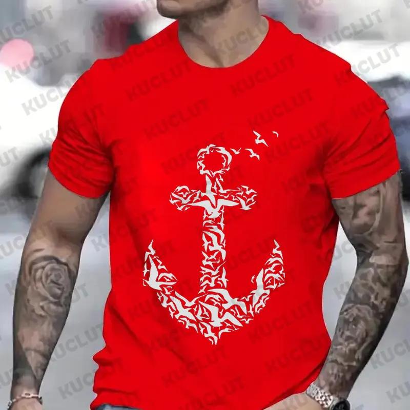 Футболка для мужчин Летняя мода Капитан Y2k Графический принт Топы Морской матрос Пляжные футболки Мужская одежда Оверсайз Уличная одежда