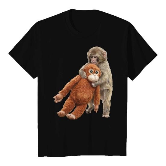 Футболка Monkey Punch с коротким рукавом Повседневная футболка Милый круглый вырез Футболка с рисунком обезьяны орангутана