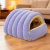 Съемная Моющаяся Зимняя Закрытая Кошачья Кровать Мягкая Хлопковая Уютная Кошачья Кровать Пещера Складной Толстый Домик для Сна Питомца для Кошек Маленьких Собак