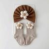 Flower Socks Cap Set Breathable Combination Hat Socks Newborn Hat Socks Set  Baby Boy and Girl