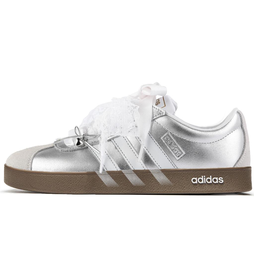 Adidas VL COURT 2.0 Abrasion Resistant Low top Skateboard Shoes Women's White Silver ID6015(Team1919-S-BOX)