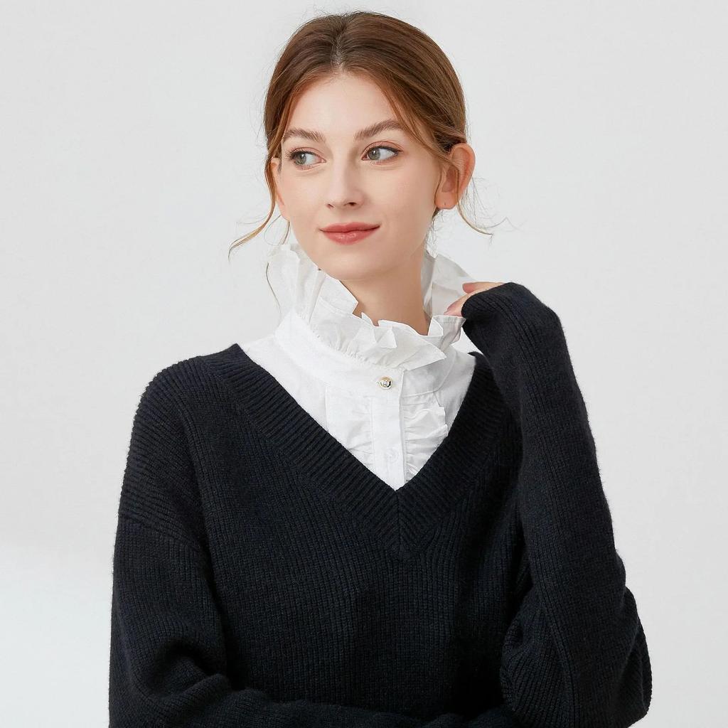 Linbaiway Korean Ruffles Stand Detachable Shirt Collar Fashion Lace Fake Collar Detachable Blouse Collar Accessories
