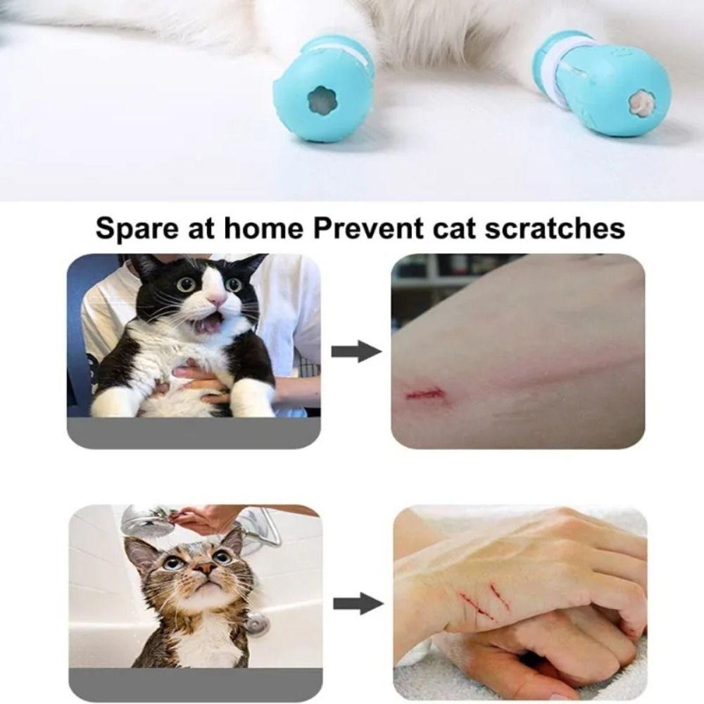 4Pcs Foot Cover Cat Claw Protector Anti-Scratch Bite Paw Nail Cover Boots  Washing Shoes