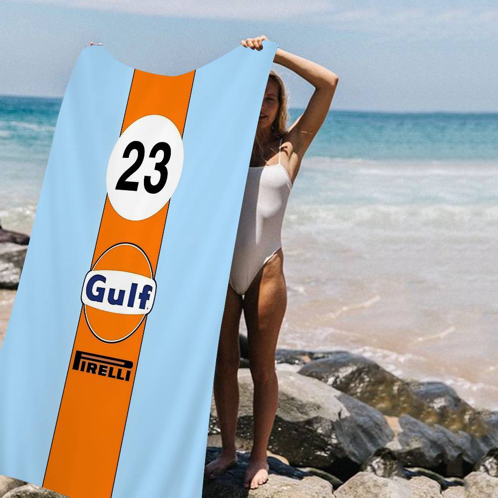 G-Gulf Racing Car Logo Микрофибра Печатное Пляжное Полотенце Скалолазание Йога Пляж Плавание Бег Впитывающее Мягкое Полотенце