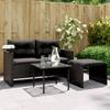 VidaXL Garden Lounge Set 3 Pcs with Cushions Black Wicker, Outdoor Sofa Set, Lounge Set of 365458