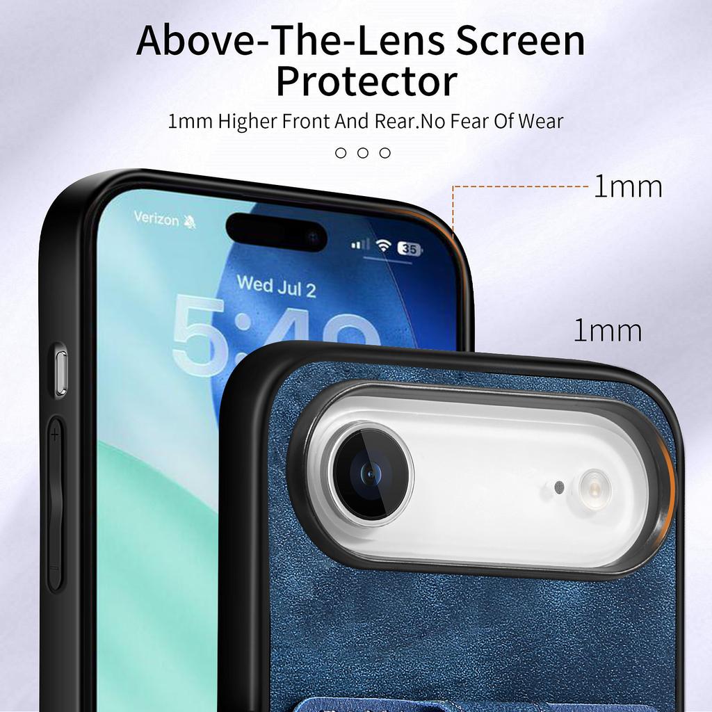 For iPhone Air Phone Case Leather Back Cover with Card Slots Kickstand