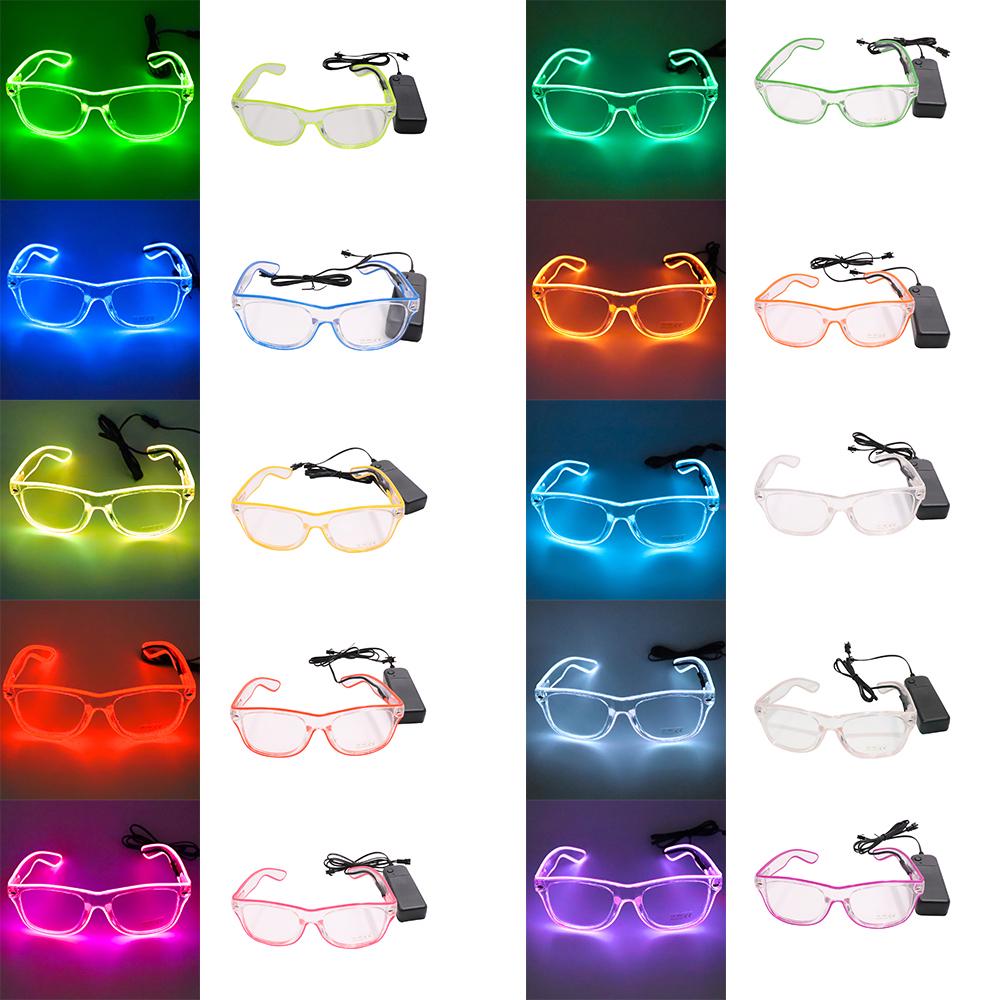 LED Glasses 10 Colors Optional Light Up El Wire Neon Rave Glasses Twinkle Glowing Party Club Holiday Bar Decorative Glasses