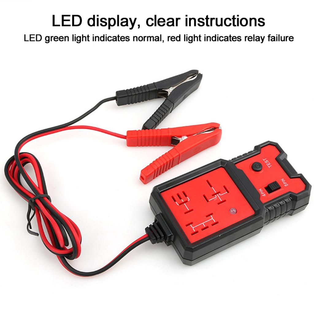 Portable 12V Car Relay Tester 4-Pin 5-Pin LED Display Diagnostic Tools for Auto Repairing