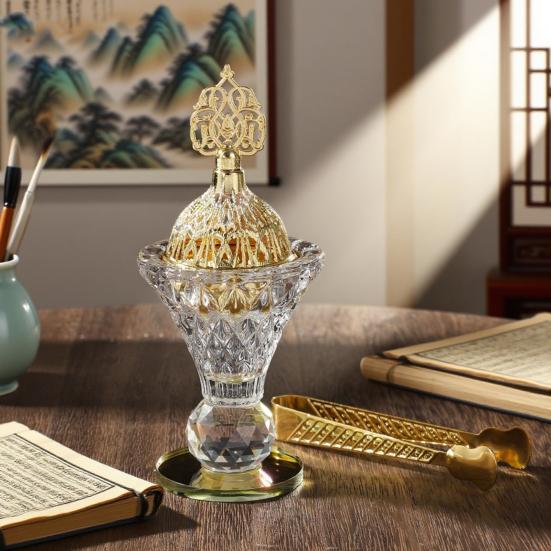 Арабская курильница для благовоний Стеклянный настольный держатель для благовоний с крышкой Полый конус для благовоний