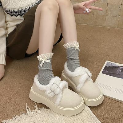 Женские зимние легкие теплые ботинки на толстой подошве с меховой подкладкой, нескользящие, износостойкие, повседневные кроссовки, хлопковые ботинки, меховая обувь