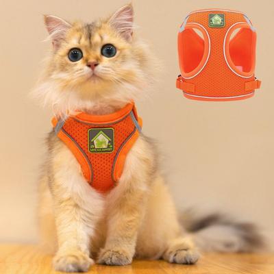 Противорывковый Кошачий Поводок-шлейка Шлейка-жилет для Кошки на Грудь и Спину Светоотражающая Легкая Шлейка для Кошки Поводок для Питомца
