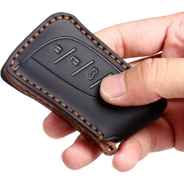EASYANT Leather Car Key Fob Cover for Lexus -2025 ES RX 350 Compatible with Lexus New LS NX Key Shell Case Black
