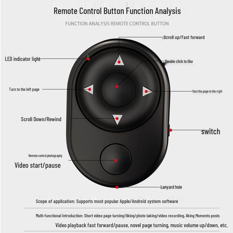 Универсальный Bluetooth-пульт для фото, видео и пролистывания приложений - Умное беспроводное управление