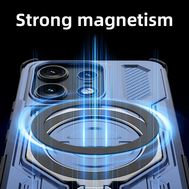 KEYSION Shockproof Magnetic Case for Motorola Edge 50 Pro 5G Upright Live Metal Ring Stand Phone Back Cover for MOTO Edge 50 5G