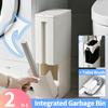2 In 1 Integrated Trash Can Toilet Brush Set Toilet Corner Trash Bin Cleaning Brush Covered Paper for Bathroom Accessories