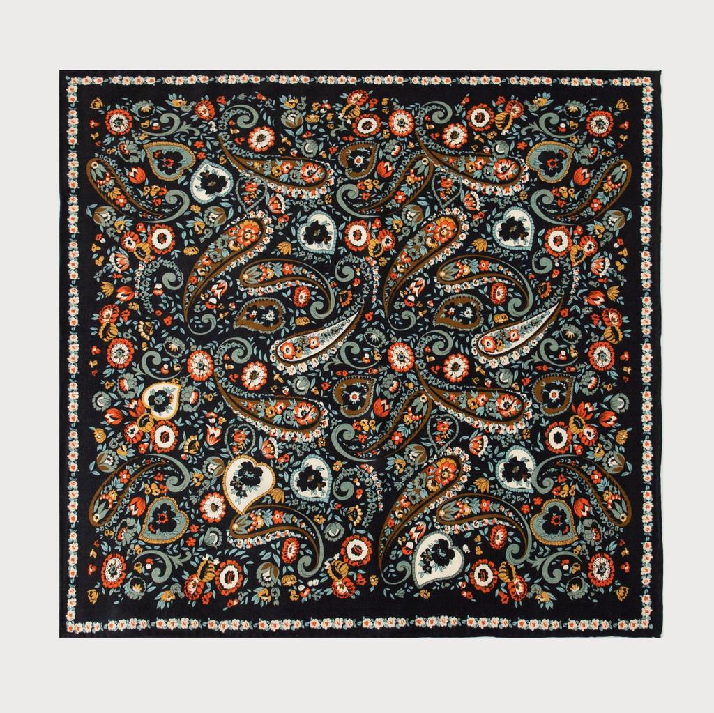 Silk Wool Double-sided Roman Car Mulberry Silk Large Square Scarf Autumn and Winter Warm Elegant Women's Square Scarf