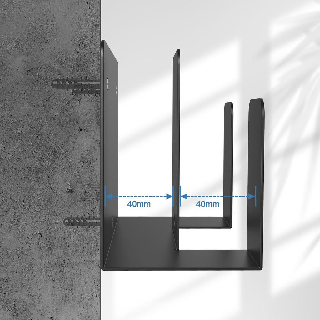 Металлическая настенная полка для хранения ноутбуков и планшетов. Двухслойная металлическая настенная полка для устройств толщиной до 4 см.