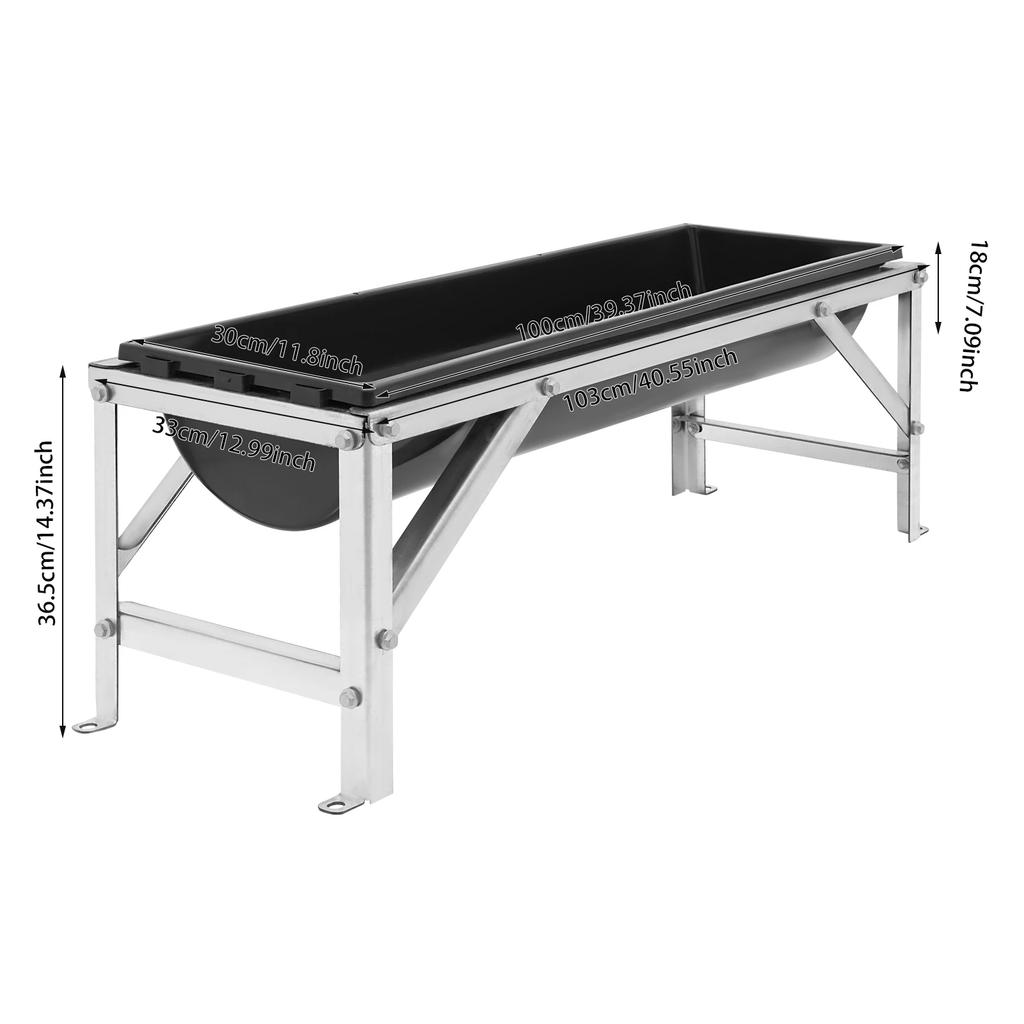 Livestock Feed Trough, 39inch Long Large Capacity Hay Feeder Goat Hay Feeder with Stand,for Calves,Sheep,Horses, Alpacas (Black)