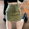Мини-юбка с высокой талией на шнурке, женская уличная одежда, юбка-карго с большим карманом, женская модная короткая трапециевидная юбка Y2k Mujer