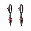 1Pc Gothic Black Feather Drop Earrings for Men Women Punk Red Zircon Geometric Personality Ear Buckle Earrings Y2K Jewelry Gifts