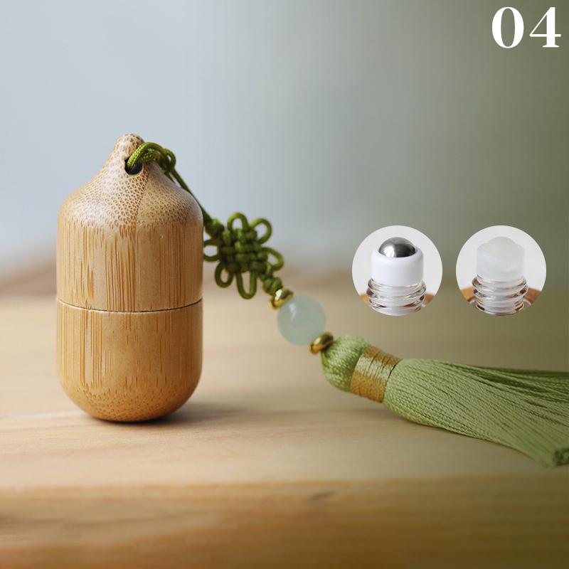 1Ml Bamboo Roller Empty Bottle Skincare Containers Ancient Style Roll On Bottles Small Perfume Essential Oil