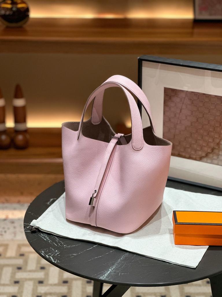 Picotin22 Half-Handmade Cowhide Strap Weave Top Handle Tote Bag For Women