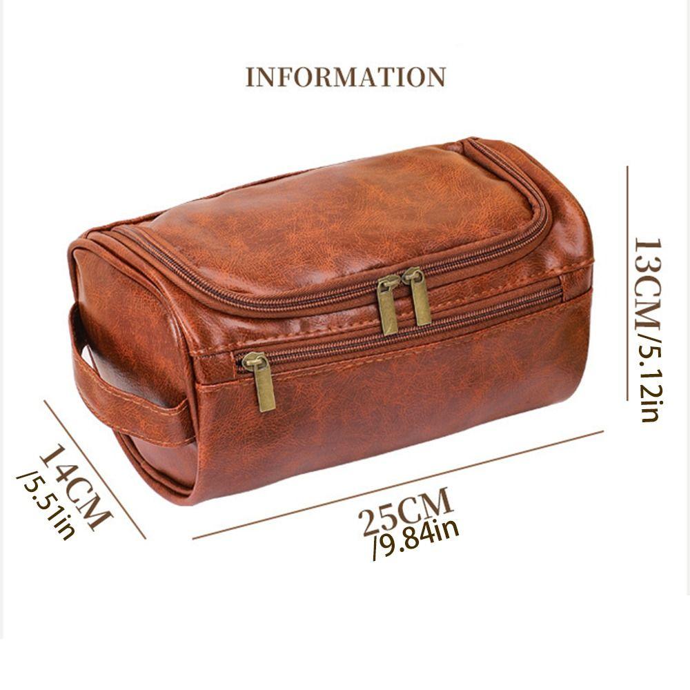 Waterproof Cosmetic Storage Bag With Handle Makeup Pouch Retro Men Toiletry Bag Bathroom