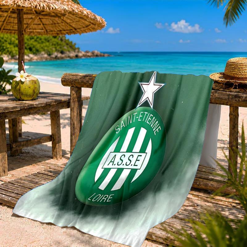 Saint-etienne Football Club Beach Towel Microfiber Beach Towel, Lightweight and Quick-Dry, for Summer Travel, Swimming Pool Fan Birthday Gift