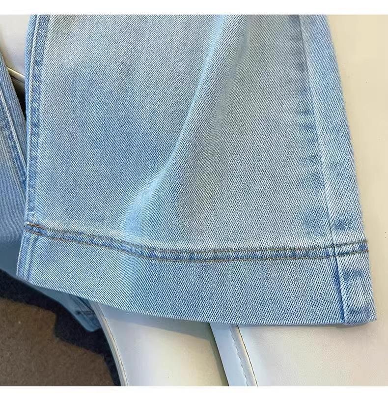 Женские легкие джинсы широкого кроя, с драпированным низом, стройнящие, брюки прямого кроя, весна/осень 2025.