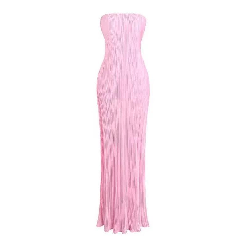 Европейское и американское strapless платье с принтом, плиссированное, стройнящее, длинное, вечернее, HY024
